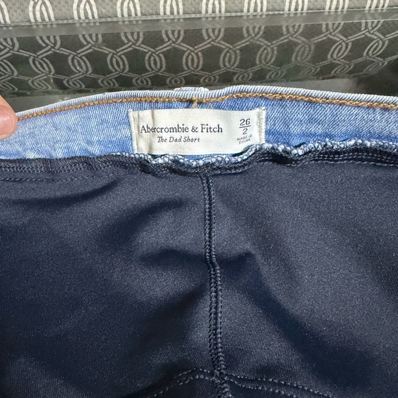 Abercrombie & Fitch Light Blue Denim Maternity Shorts with Navy Belly Band - Picture 3 of 4